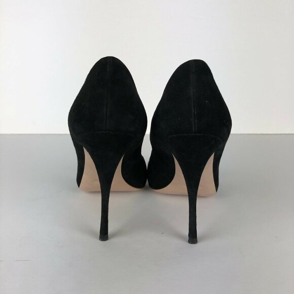 Miu Miu Cross Strap Stiletto Heel Black Suede Open Top Pump Women's Size 9/39 - Picture 3 of 11